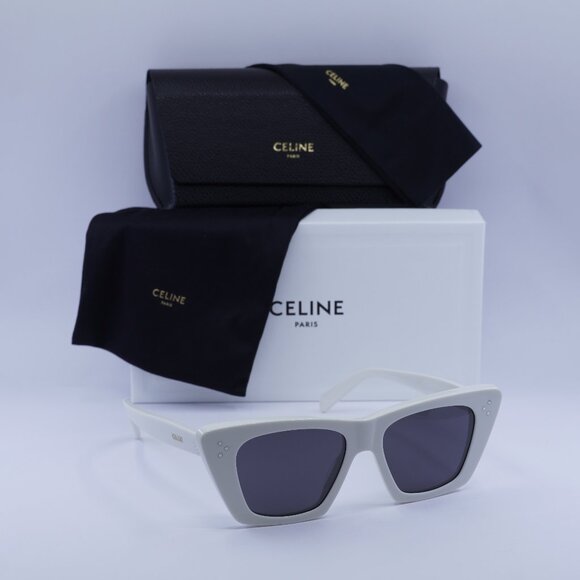 Celine CL40187I 25A Cat Eye Sunglasses - White/Dark Grey - Picture 1 of 12